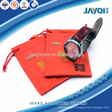 bronzing printed red microfiber pouch for watch
